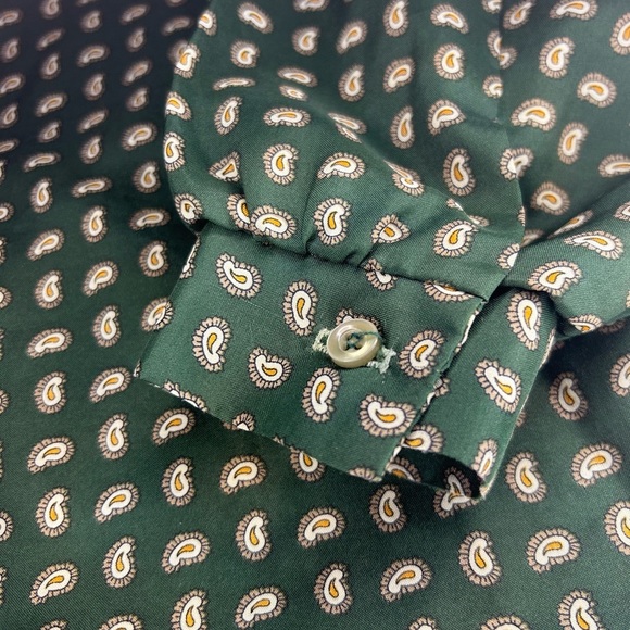 Vintage 80s Russ Green Paisley Print Ascot Bow Blouse | Size M - Picture 4 of 6